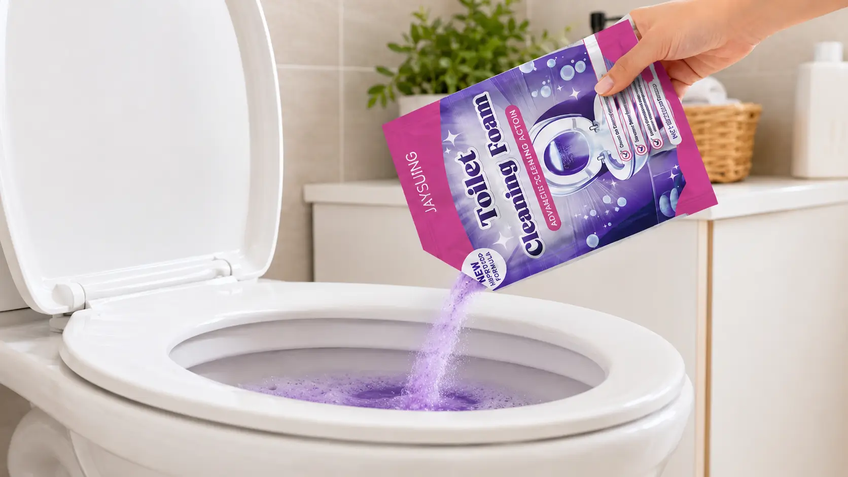 Illustrative pour-and-wait cleaning concept